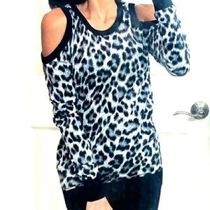 NWT Michael Kors leopard cold shoulder top